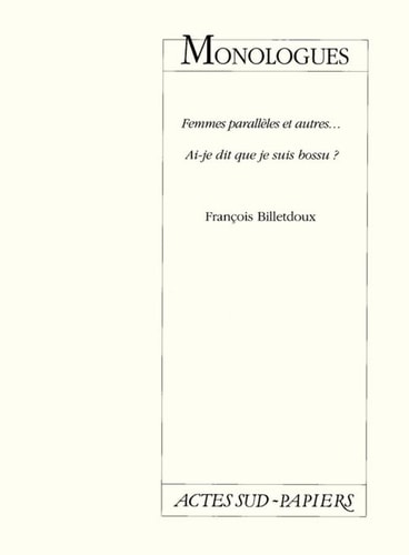 MONOLOGUES, de Billetdoux | portada del libro