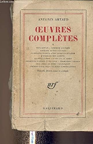 OEUVRES COMPLETES I, de ARTAUD | portada del libro