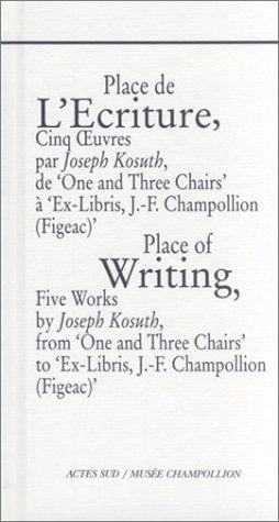 PLACE DE L'ECRITURE, de Joseph Kosuth | portada del libro