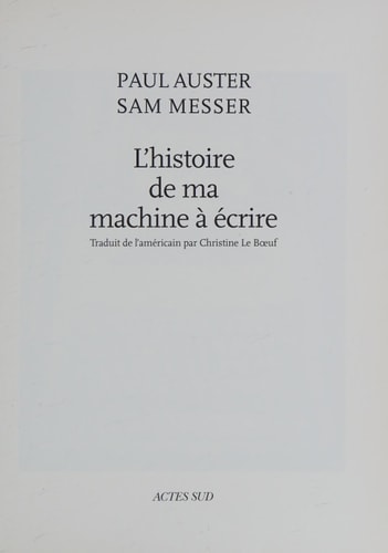 LHISTOIRE DE MA MACHINE A ECRIRE, de Paul Auster | portada del libro