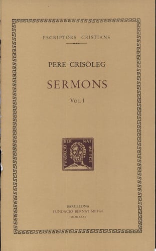Sermons, vol. I: I-XXVII, de Pere Crisòleg | portada del libro