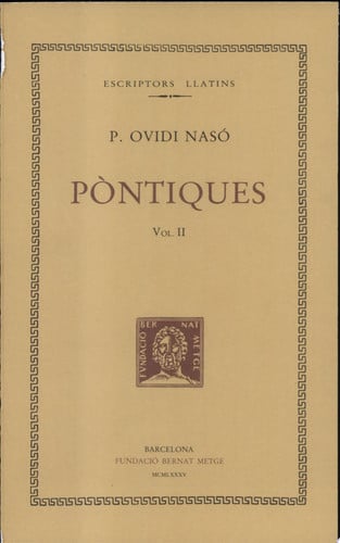 Pòntiques, vol. II i últim, de Ovidi | portada del libro
