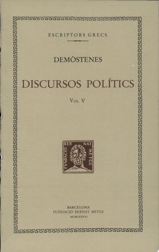 Discursos pol¡tics, vol. V: Sobre l?ambaixada fraudulenta, de DEMOSTENES | portada del libro