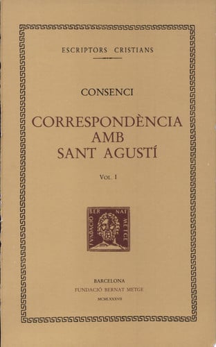 Correspondència amb sant Agustí, vol. I, de Consenci | portada del libro