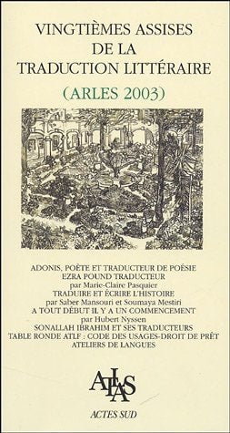 ACTES DES VINGTIEMES ASSISES DE LA TRADUCTION LITTERAIRE, de Collectif | portada del libro