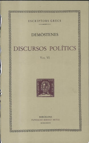 Discursos polítics, vol. VI: Sobre la corona, de Demòstenes | portada del libro