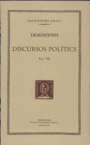 Discursos polítics, vol. VII i últim: Contra Aristogíton, de Demòstenes | portada del libro