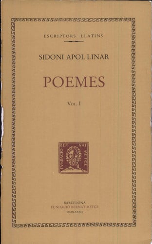Poemes, vol. I, de Sidoni Apol·linar | portada del libro