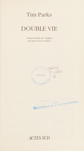 DOUBLE VIE, de Tim Parks | portada del libro