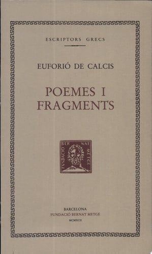 Poemes i fragments, de Euforió de Calcis | portada del libro