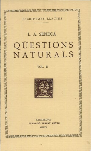 Qüestions naturals, vol. II: llibres III-IV, de Sèneca | portada del libro