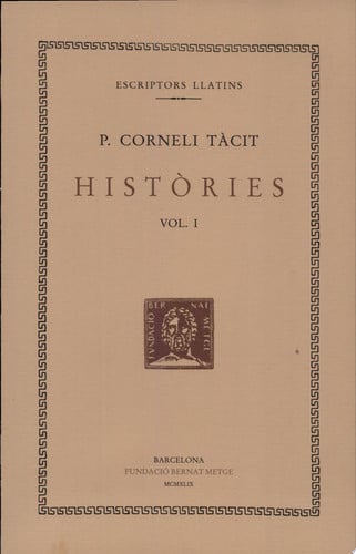Històries, vol. I: llibre I, de Tàcit | portada del libro