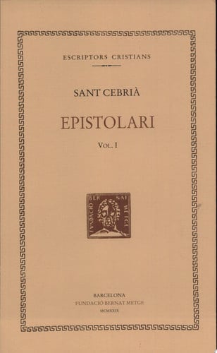 Epistolari, vol. I, de CebriÃ | portada del libro