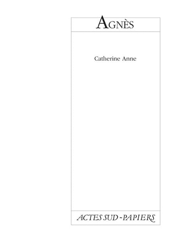 AGNES NOUVELLE EDITION, de Catherine Anne | portada del libro