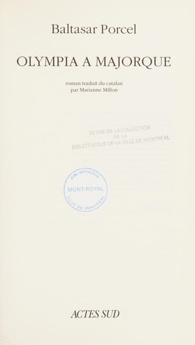 OLYMPIA A MAJORQUE, de Baltasar Porcel | portada del libro