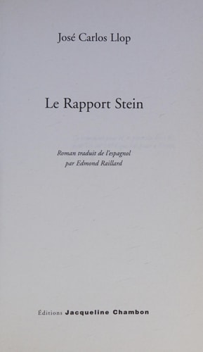 LE RAPPORT STEIN, de José Carlos Llop | portada del libro