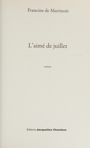 LAIME DE JUILLET, de De martinoir | portada del libro