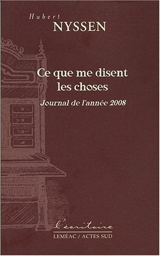 CE QUE ME DISENT LES CHOSES, de Hubert Nyssen | portada del libro