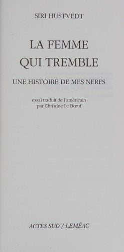 LA FEMME QUI TREMBLE, de Siri Hustvedt | portada del libro