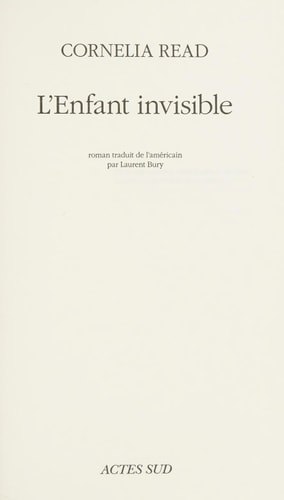LENFANT INVISIBLE, de Cornelia Read | portada del libro
