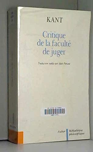 CRITIQUE DE LA FACULTE DE JUGER, de Immanuel Kant | portada del libro