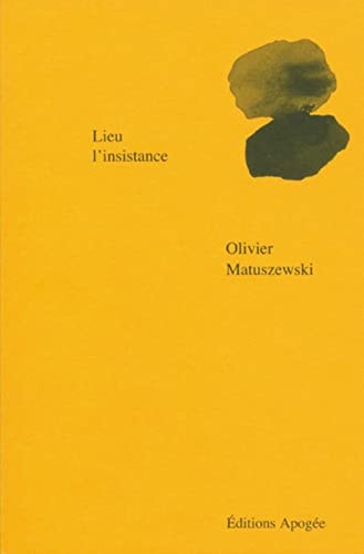 LIEU L'INSISTANCE, de Olivier Matuszewski | portada del libro