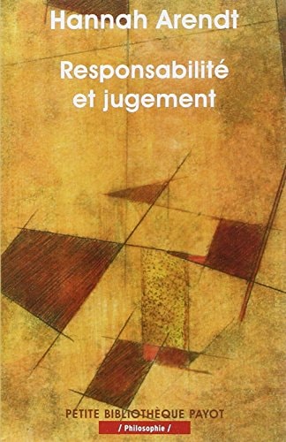 RESPONSABILITE ET JUGEMENT, de Hannah Arendt | portada del libro