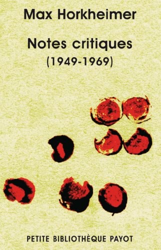 NOTES CRITIQUES 1949 1969, de Max Horkheimer | portada del libro