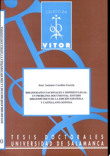 Bibliograf¡as nacionales y Depósito Legal : un problema documental, de Cordón García | portada del libro
