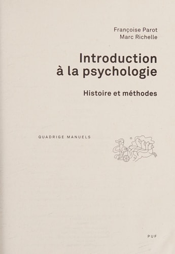NTRODUCTION A LA PSYCHOLOGIE, de Françoise Parot | portada del libro