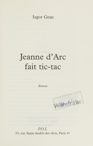 JEANNE D'ARC FAIT TIC-TAC, de Iegor Gran | portada del libro