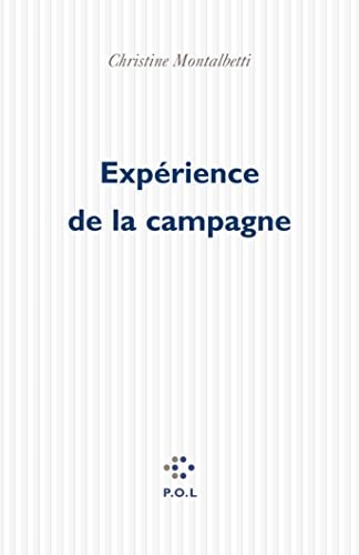EXPERIENCE DE LA CAMPAGNE, de Christine Montalbetti | portada del libro
