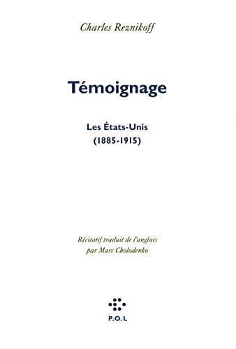 TEMOIGNAGE, de Charles Reznikoff | portada del libro