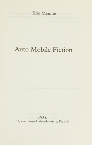 AUTO MOBILE FICTION, de Éric Meunié | portada del libro