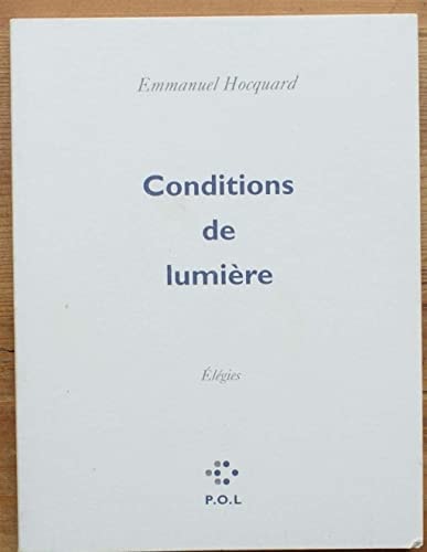 CONDITIONS DE LUMIERE, de Hocquard | portada del libro