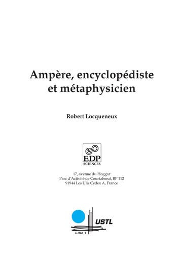 AMPERE ENCYCLOPEDISTE ET METAPHYSICIEN, de LOCQUENEUX ROBE | portada del libro