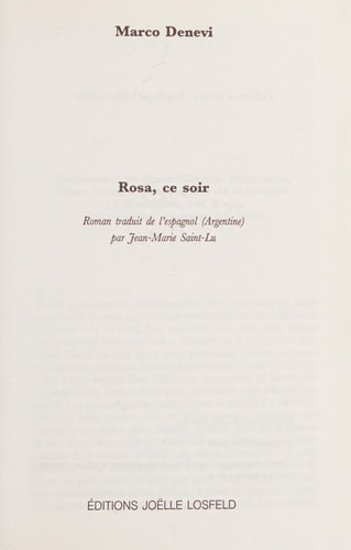 ROSA CE SOIR, de Marco Denevi | portada del libro