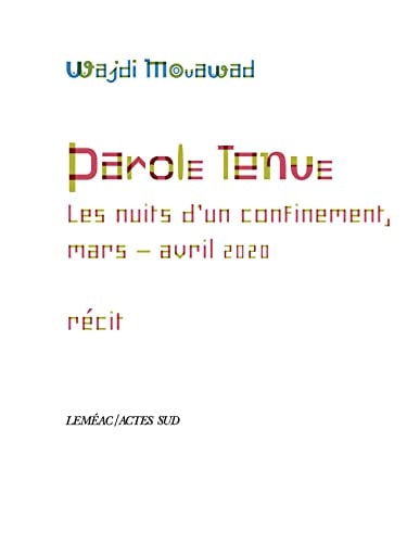 PAROLE TENUE, de Wajdi Mouawad | portada del libro