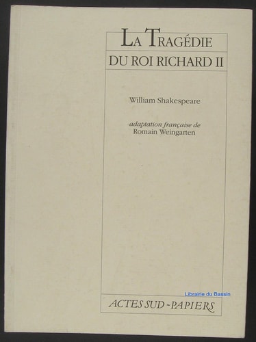LA TRAGEDIE DU ROI RICHARD II, de William Shakespeare | portada del libro