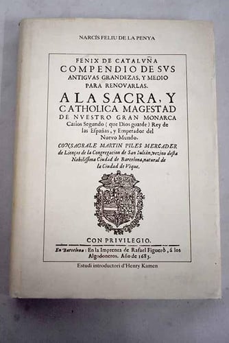 Fènix de Cataluña. Compendio de sus antiguas grandezas, de FELIU DE LA PENYA | portada del libro