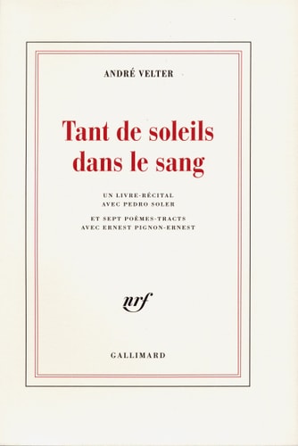 TANT DE SOLEILS DANS LE SANG, de André Velter | portada del libro