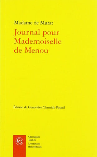 JOURNAL POUR MADEMOISELLE MENOU, de MURAT MADAME DE | portada del libro