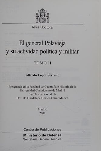 El general Polavieja y su actividad política y militar, de López Serrano | portada del libro