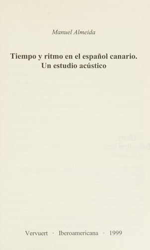 TIEMPO Y RITMO EN EL ESPAÑOL CANARIO. UN ESTUDIO, de ALMEIDA | portada del libro
