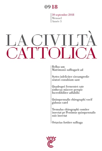 CIVILTA CATTOLICA SEPTEMBRE 2018, de Spadaro  sj | portada del libro