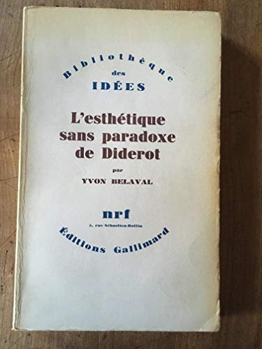 L'ESTHETIQUE SANS PARADOXE DE DIDEROT, de Belaval | portada del libro