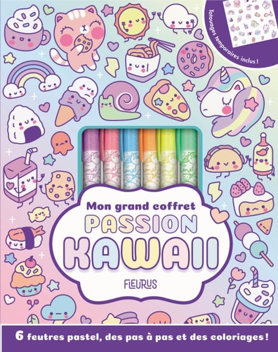 MON GRAND COFFRET PASSION KAWAII AVEC 6 FEUTRES ET, de Fleurus | portada del libro