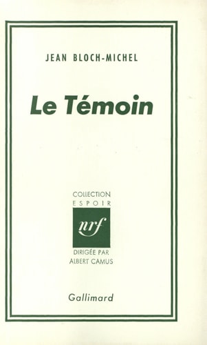 LE TEMOIN, de Bloch-Michel | portada del libro