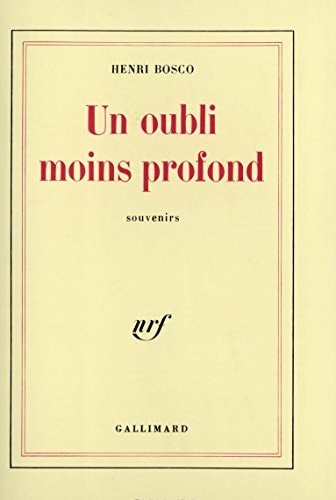 UN OUBLI MOINS PROFOND, de Bosco | portada del libro