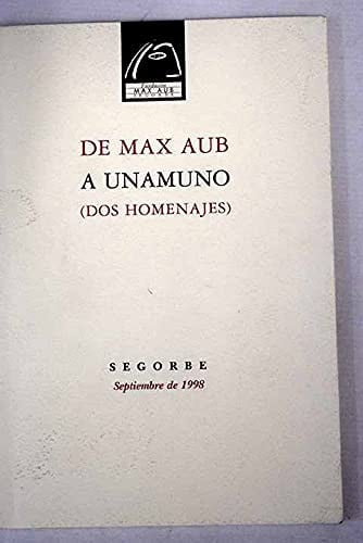 DE MAX AUB A UNAMUNO. DOS HOMENAJES, de VV.AA. | portada del libro
